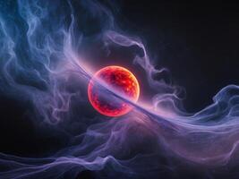 An image of a red planet surrounded by smoke photo