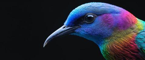 A colorful bird with a black background photo