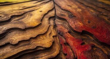 Close up of a wood texture with red and yellow paint photo