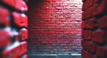 Red Brick Wall Perspective, Exploring Texture and Light in an Urban Environment. photo