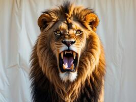 Ferocious Lion Portrait. A Majestic Display of Power and Unrestrained Fury photo