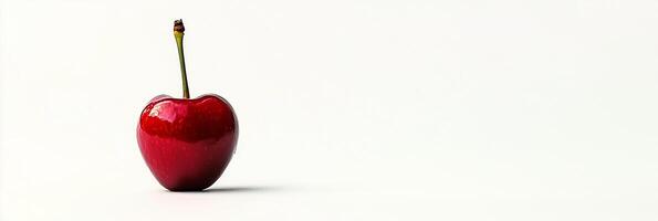 A red apple with a stem sticking out of it photo