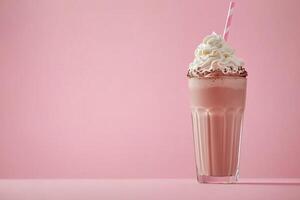 Chocolate Milkshake With Whipped Cream, Copy Space, Cuisine Photography photo