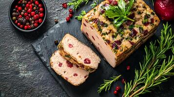Top View Foie Gras Torchon, Food Photography photo