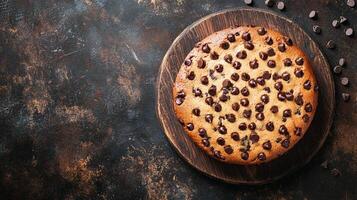 Top View Large Chocolate Chip Cookie Cake, Food Photography photo