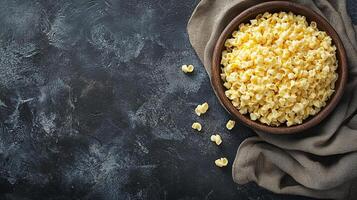 Top View Mac And Cheese With Truffle Oil And Breadcrumbs, Food Photography photo