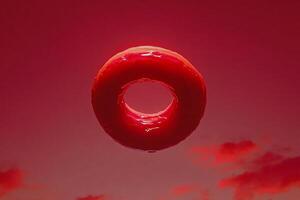 Top View Of Glazed Donut On Vibrant Background With Copy Space, Cuisine Photography photo