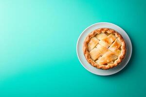 Top View Of Mini Apple Pie On Vibrant Background With Copy Space, Cuisine Photography photo