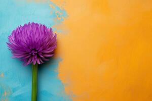 Top View Of Onion Blossom On Vibrant Background With Copy Space, Cuisine Photography photo
