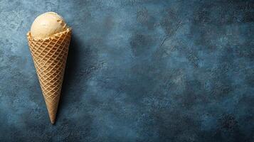 Top View Vanilla Bean Ice Cream Cone, Food Photography photo
