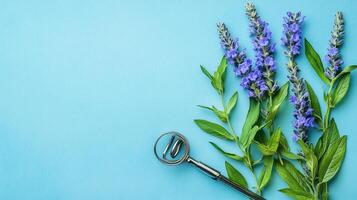 Top view photorealistic Veronica, flower set on a vibrant background photo