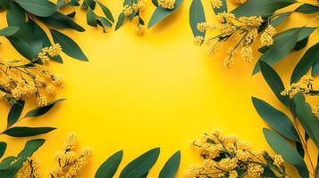 Top view photorealistic Wattle, plant set on a vibrant background photo