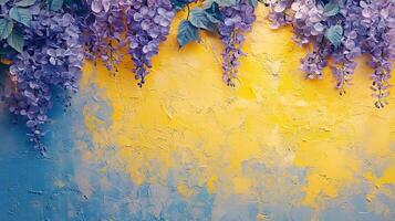 Top view photorealistic Wisteria, flower set on a vibrant background photo
