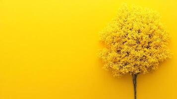 Yellow Poplar on a vibrant background, photorealistic top view Yellow Poplar flower photo