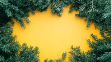 Top view Yew on a vibrant background, plant setting photo