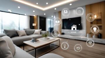 Smart home technology in the living room photo