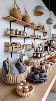 A bakery with baskets and baskets of food photo