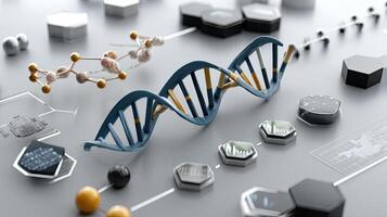 Dna and other biological molecules are arranged on a table photo