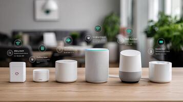 A group of smart devices on a table photo