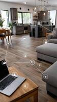A laptop is connected to the internet in a living room photo