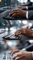 Hands typing on a computer keyboard photo