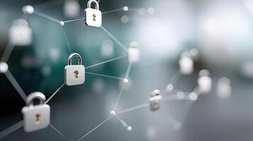 A network of padlocks connected to each other photo