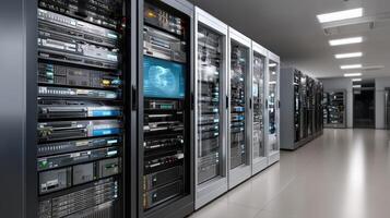 A row of servers in a data center photo