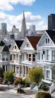 A row of white victorian houses in san francisco photo