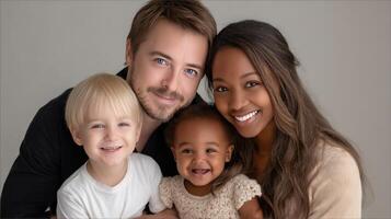 A man and woman with two children photo