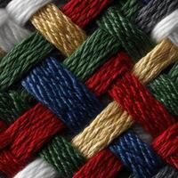 A close up of a woven fabric with many different colors photo