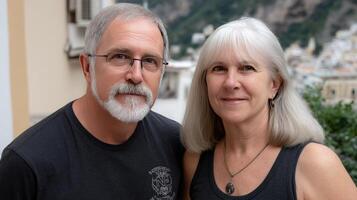 A man and woman standing together photo