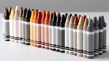A row of crayons in different colors photo