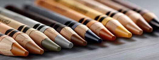 A row of colored pencils on a table photo