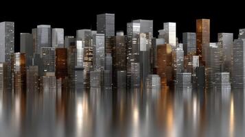 A city skyline with many tall buildings photo