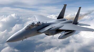 A fighter jet flying through the sky photo