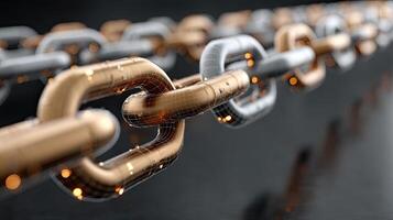 A chain of links with a gold chain photo