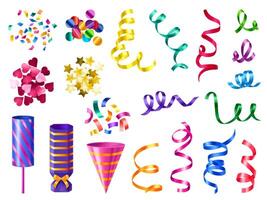 Realistic Celebration Party Confetti Element Set vector