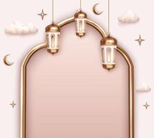 Realistic Eid al-adha Festivity Background with Lanters vector