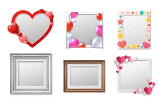 Realistic Photo Frame with Heats Collection vector