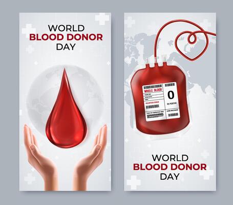 World Blood Donor Day Realistic Vertical banners set