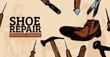 Hand Drawn Traditional Shoemaker Background vector