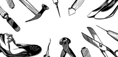 Hand Drawn Shoemaker Tools Background vector