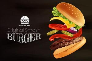 Realistic Smash burger Open Illustration vector