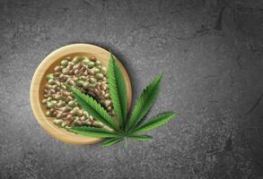 CBD oil Realistic Background with Seeds vector