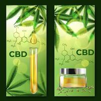 CBD oil Realistic Vertical banner Set vector