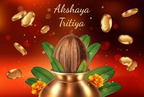 Akshaya Tritiya Realistic Pot Background vector