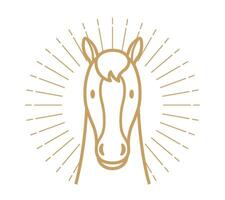 The Year Of The Horse Chinese Zodiac Symbol With A Horse In Full Face And Halo Isolated On A White Background. vector