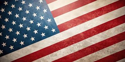 A patriotic American flag background with stars and stripes, enhanced by a soft texture and gradient overlay. Perfect for designs emphasizing patriotism and national pride photo