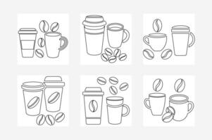 Coffee Cup and Bean Illustrations Line Art Designs for Cafe Menus and Branding vector