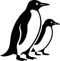 Penguin Duo Silhouette Design, Simple Penguin Pair vector